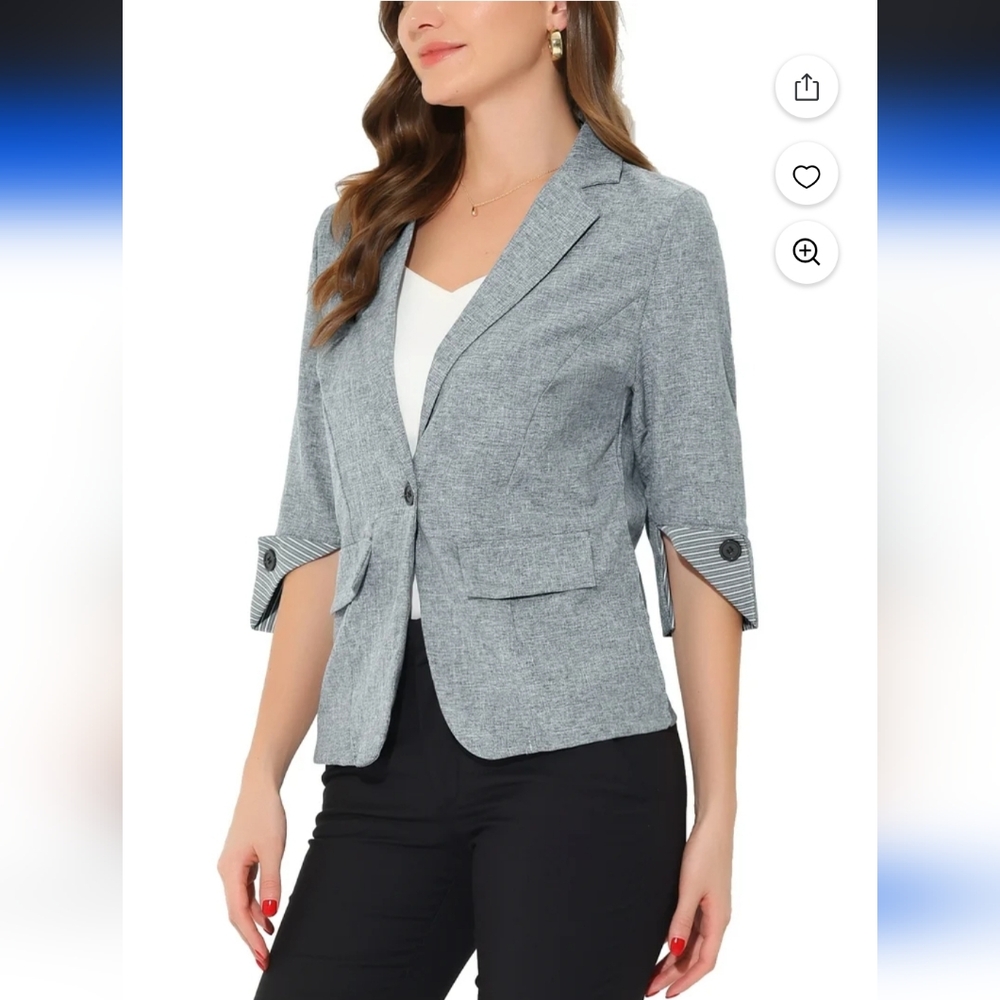 NWT Allgra K Classic Gray Women's 3/4 Blazer, Medium